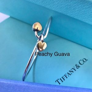 Tiffany & Co. Sterling Silver 18K Gold Double Heart Hook Bracelet